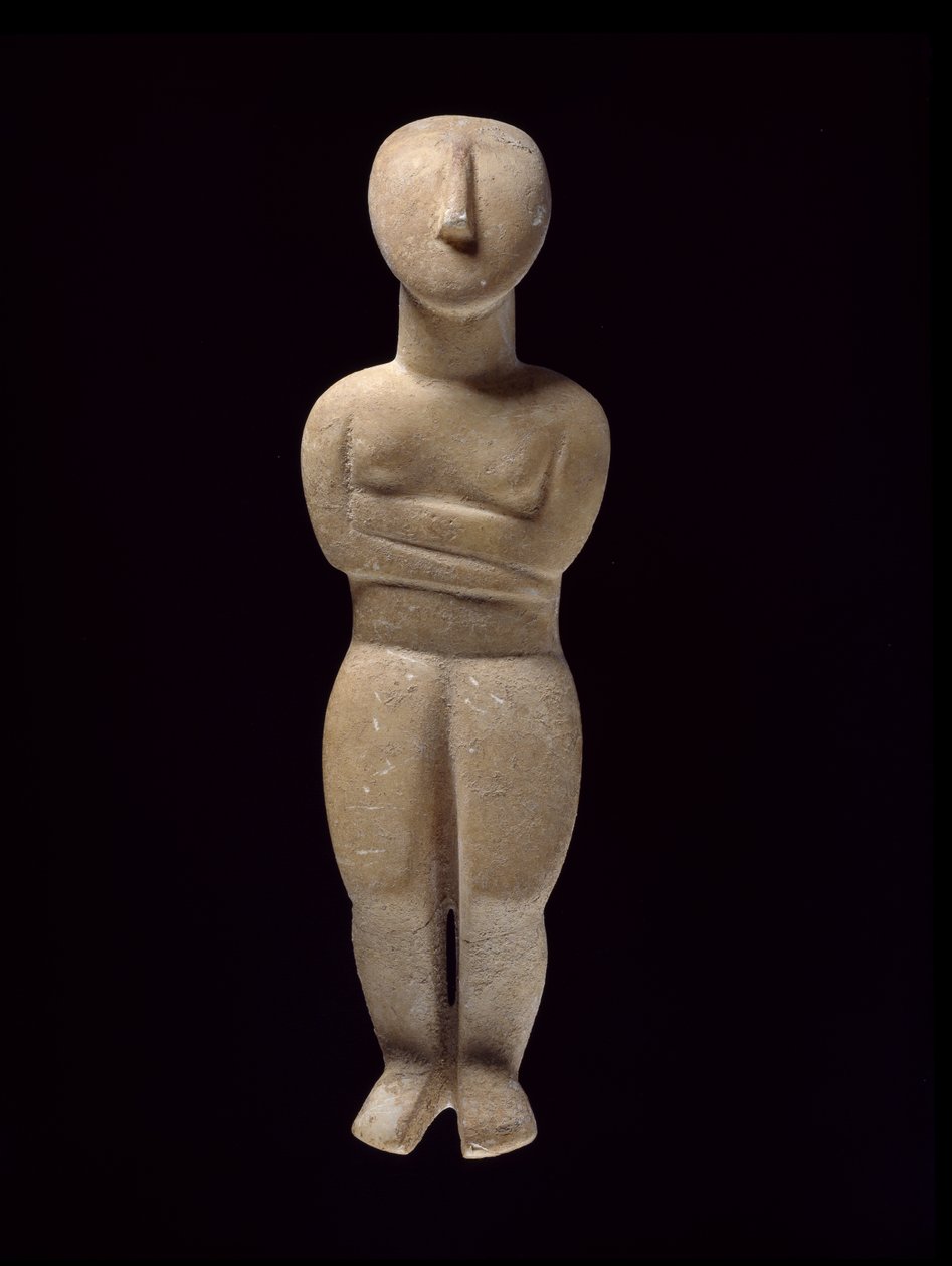 キクラデスの置物、ナクソス、紀元前3000-2000年頃（大理石） 作： ギリシャ語