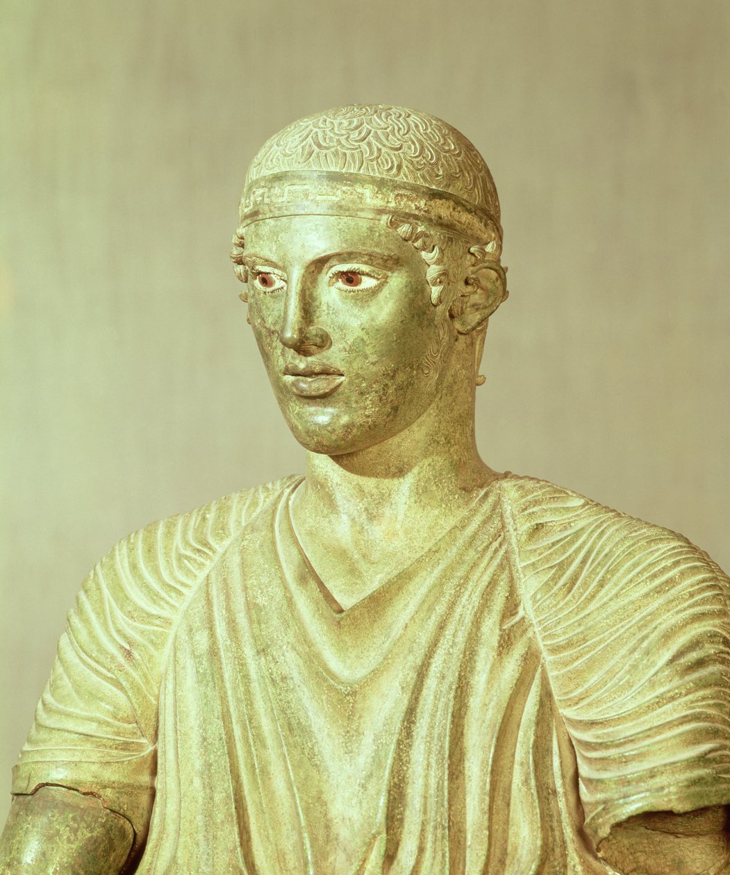 Delphi Charioteer、紀元前470年頃のブロンズの詳細 作： ギリシャ語