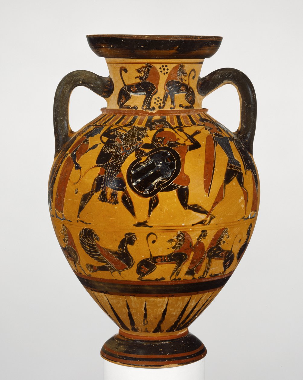 ユーボアン黒像式首アンフォラ、紀元前570-60年頃（テラコッタ） 作： ギリシャ語