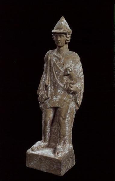 エルメス・クリオフォロス、ベオティアヌス、紀元前450年頃（粘土） 作： ギリシャ語