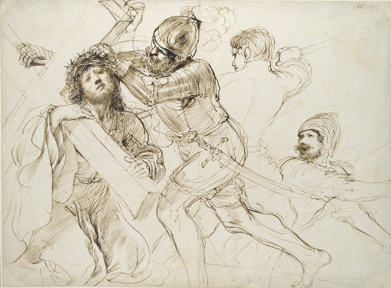 十字架を運ぶキリスト、c1625-1628 作： グエルチーノ