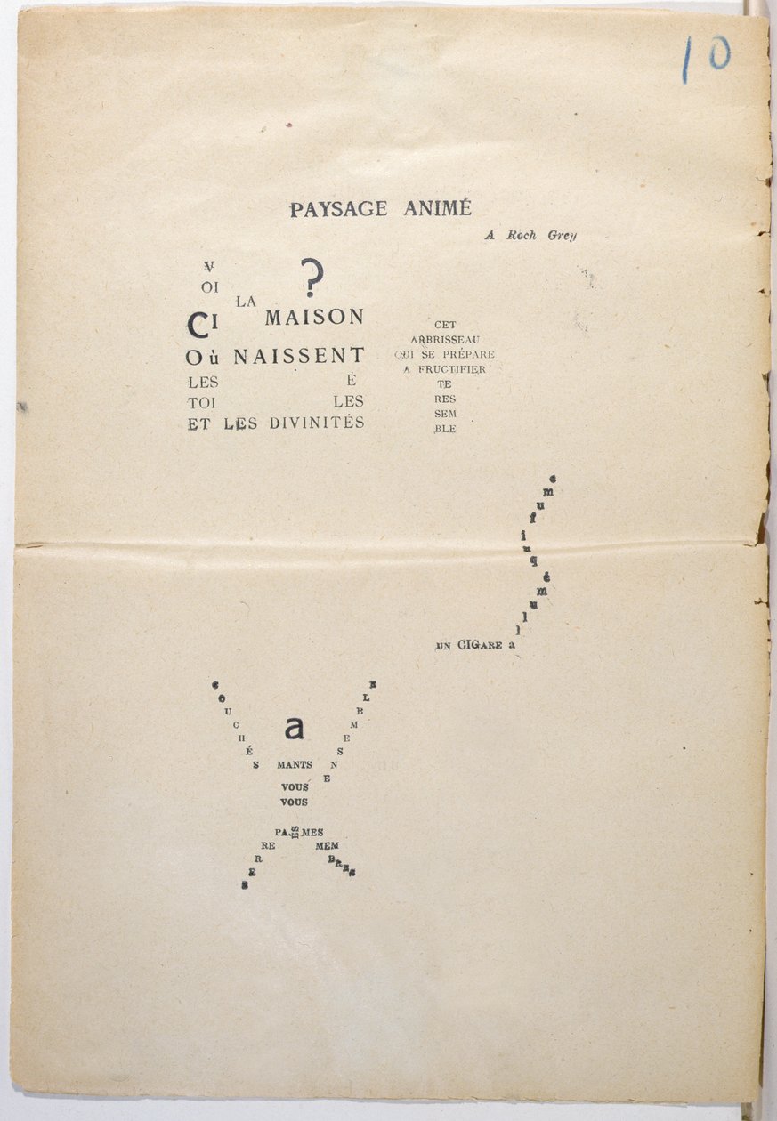 「Et Moi aussi Je Suis Peintre」からのページの校正用コピー、1914年（紙にインク） 作： ギヨーム・アポリネール