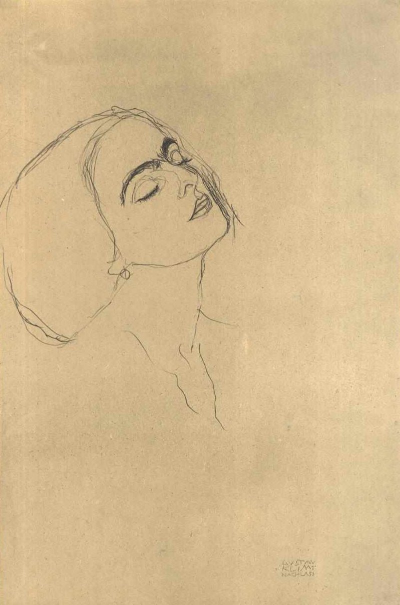 右に目を閉じた頭の研究 作： グスタフ・クリムト