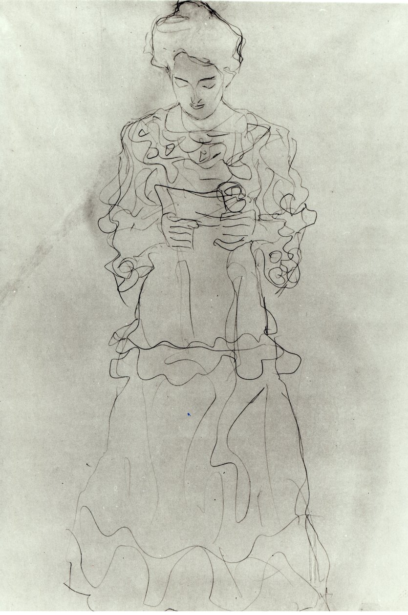 私を読んでいる女の子、 作： グスタフ・クリムト