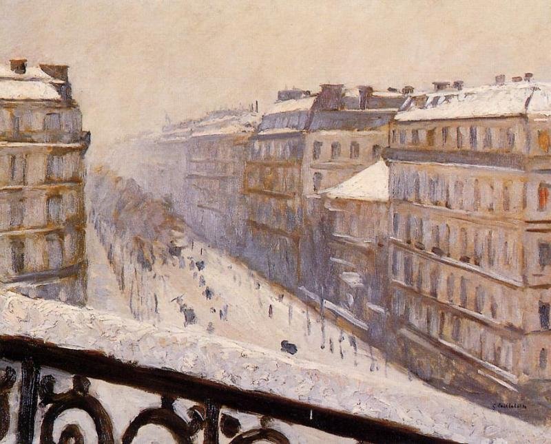 Boulevard Haussmann、雪の影響 作： グスタフ・カイユボット