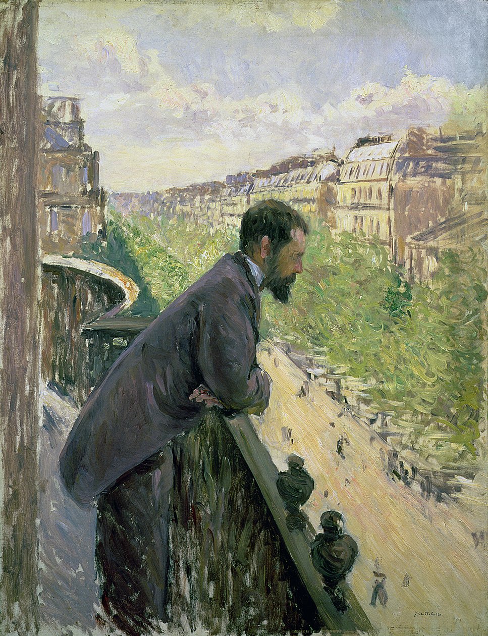 バルコニーの男、1880年頃 作： グスタフ・カイユボット