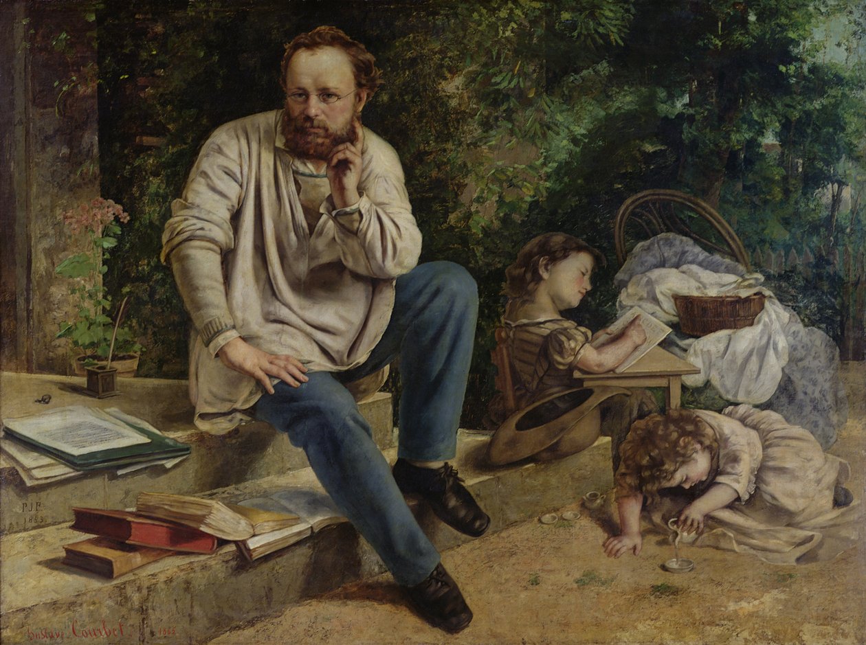 1853年、1865年のピエールジョセフプルードン（1809-65）とその子供たち（詳細は99577を参照） 作： ギュスターヴ・クールベ