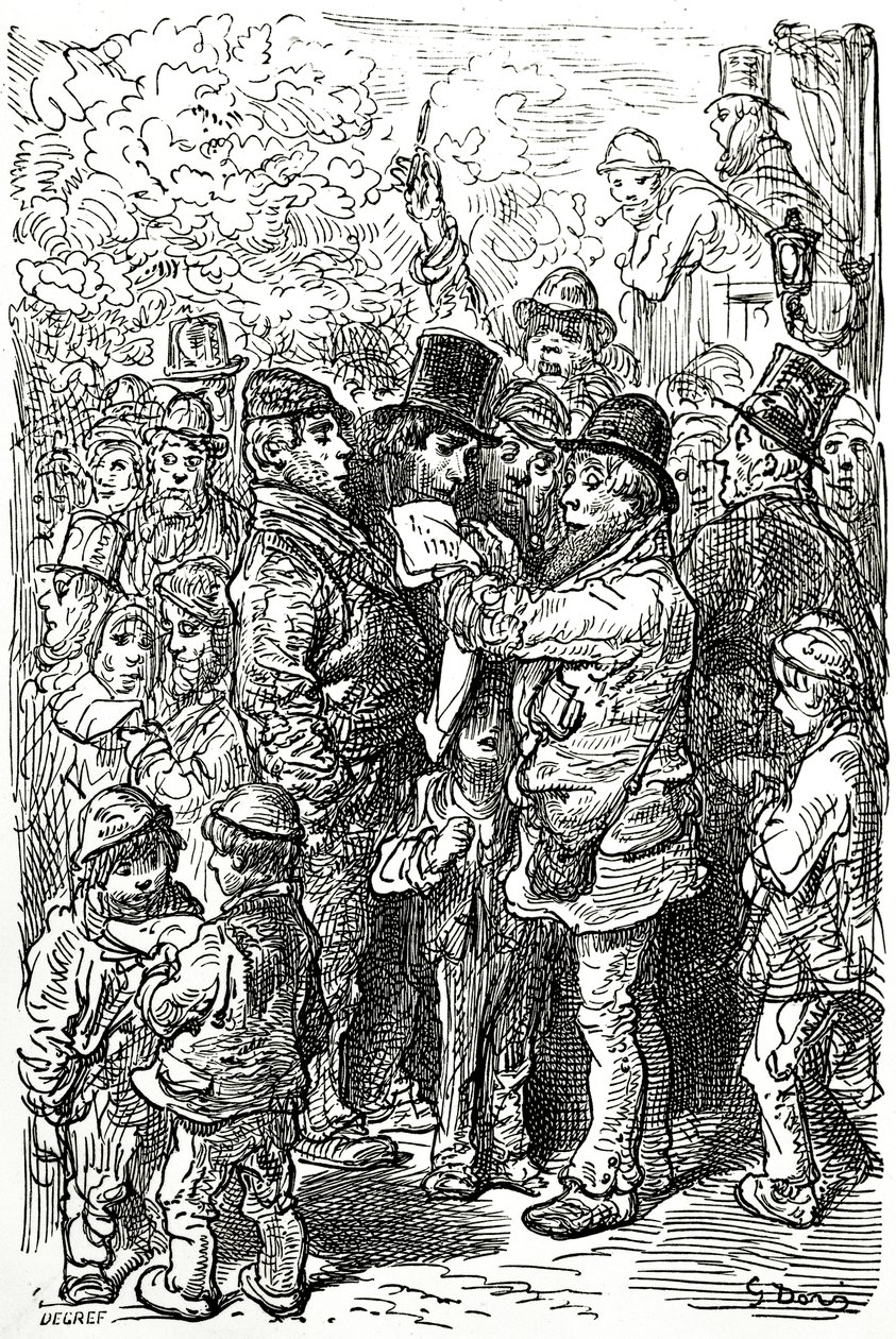 1872年にロンドンのリングの外でボクシングの試合に賭ける 作： ギュスターヴ・ドレ