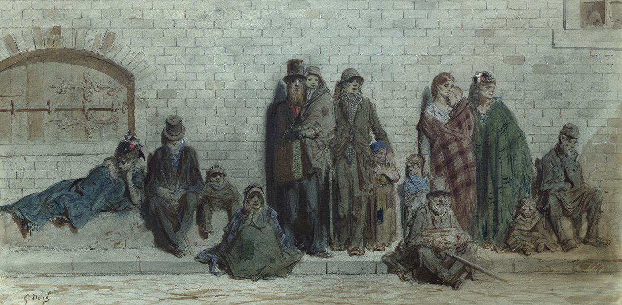 ロンドンのストリートシーン、1868〜72年頃（トイレとガッシュ、紙） 作： ギュスターヴ・ドレ