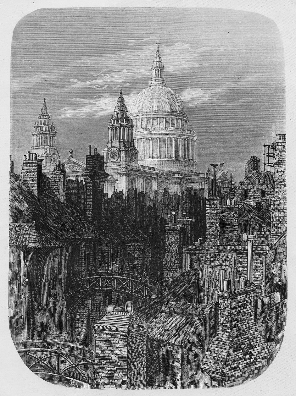 セントポール大聖堂とスラム街、「ロンドン、巡礼」、1872年 作： ギュスターヴ・ドレ