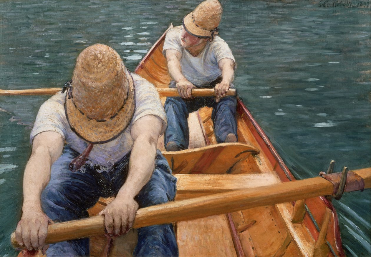 イエールでボートを漕ぐ人、1877年 作： グスタフ・カイユボット