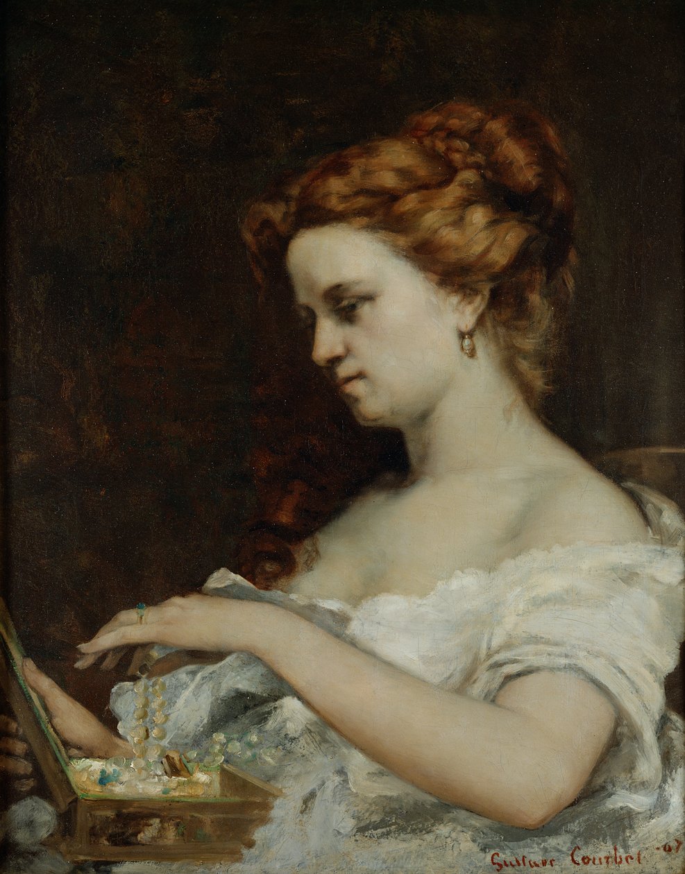 ジュエリーを持つ女性、1867 作： ギュスターヴ・クールベ
