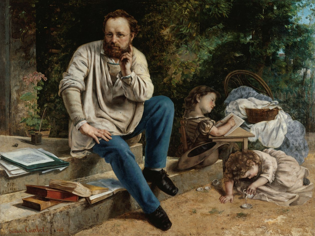 ピエール＝ジョゼフ・プルードン（1809～1865 年）とその子供たち、1865 年。 作： ギュスターヴ・クールベ