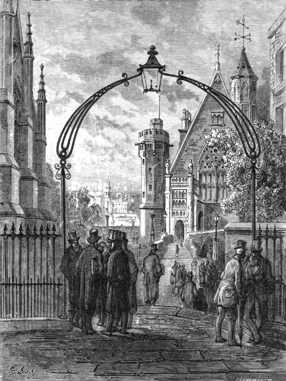 「ディーンズ ヤード、ウェストミンスター」、1872 年。 作： ギュスターヴ・ドレ