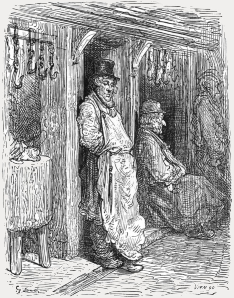 「ユダヤ人の肉屋 - アルドゲイト」、1872 年。 作： ギュスターヴ・ドレ