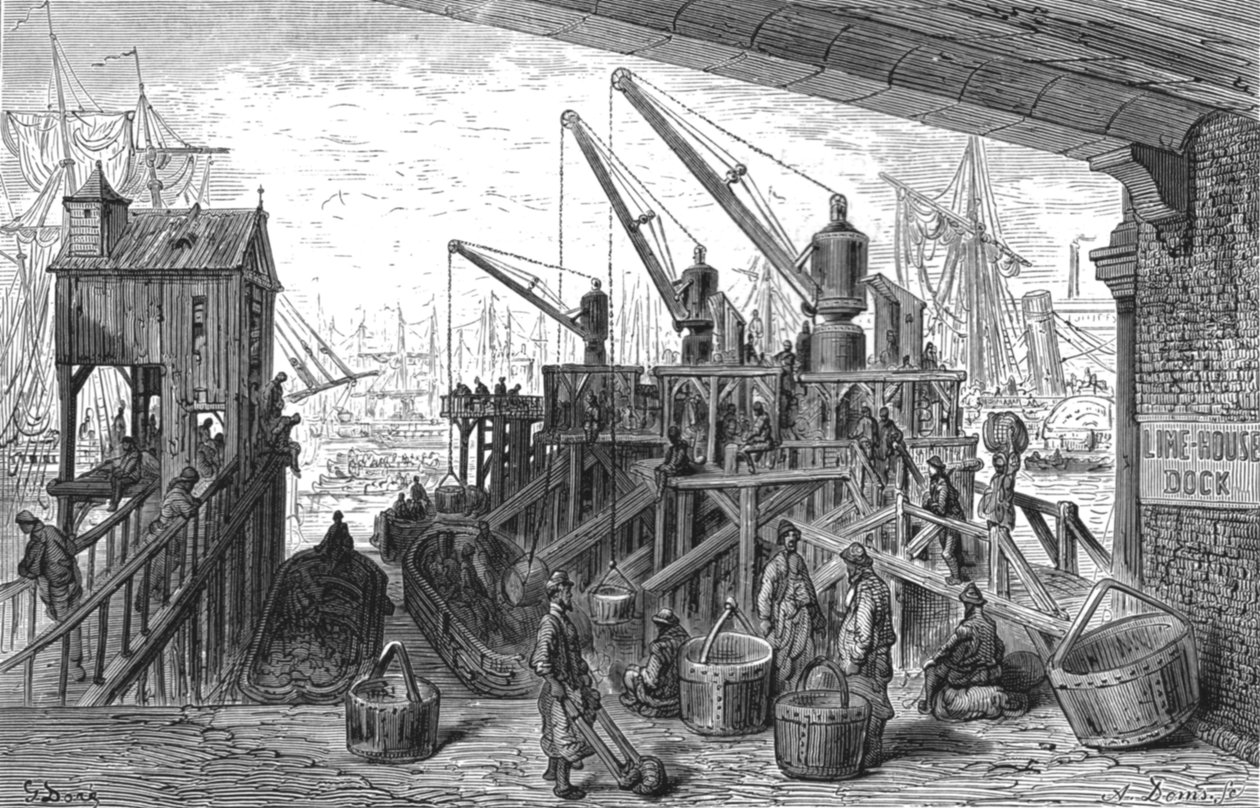 「ライムハウス ドック」、1872 年。 作： ギュスターヴ・ドレ