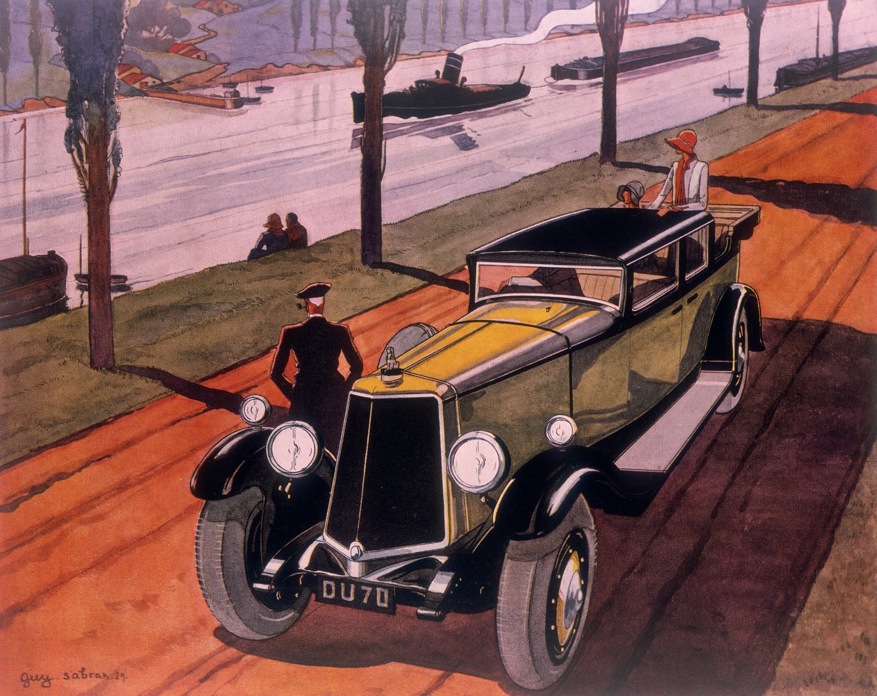 アームストロング・シドレーの車を宣伝するポスター、1930 年 作： ガイサブラン