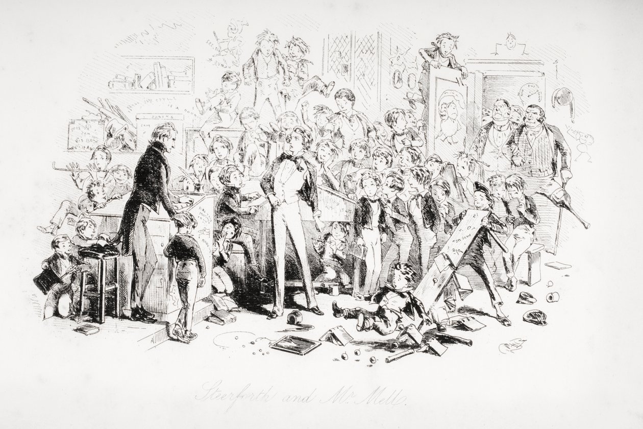 ステアフォースとメル氏、チャールズディケンズ（1812-70）による「David Copperfield」のイラスト、1850年に初公開 作： ハブロナイト・ブラウン