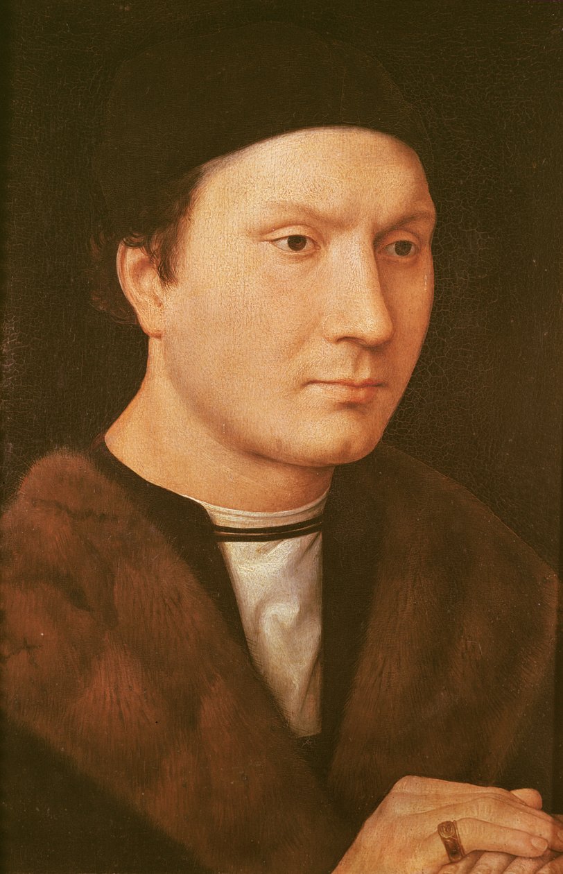 未知の男の肖像、c.1480-90（オーク材に油彩） 作： ハンス・メムリンク