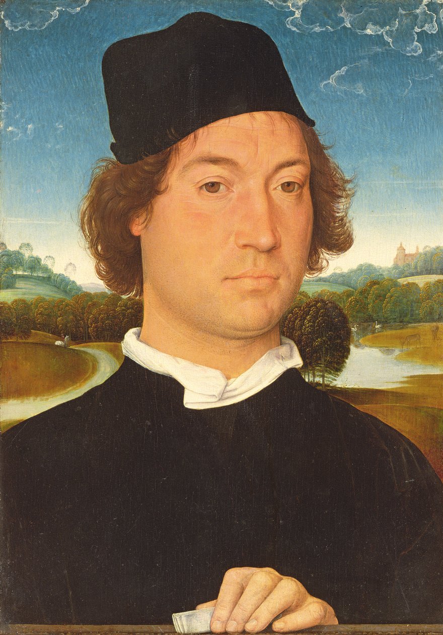 未知の男の肖像、c.1485 作： ハンス・メムリンク