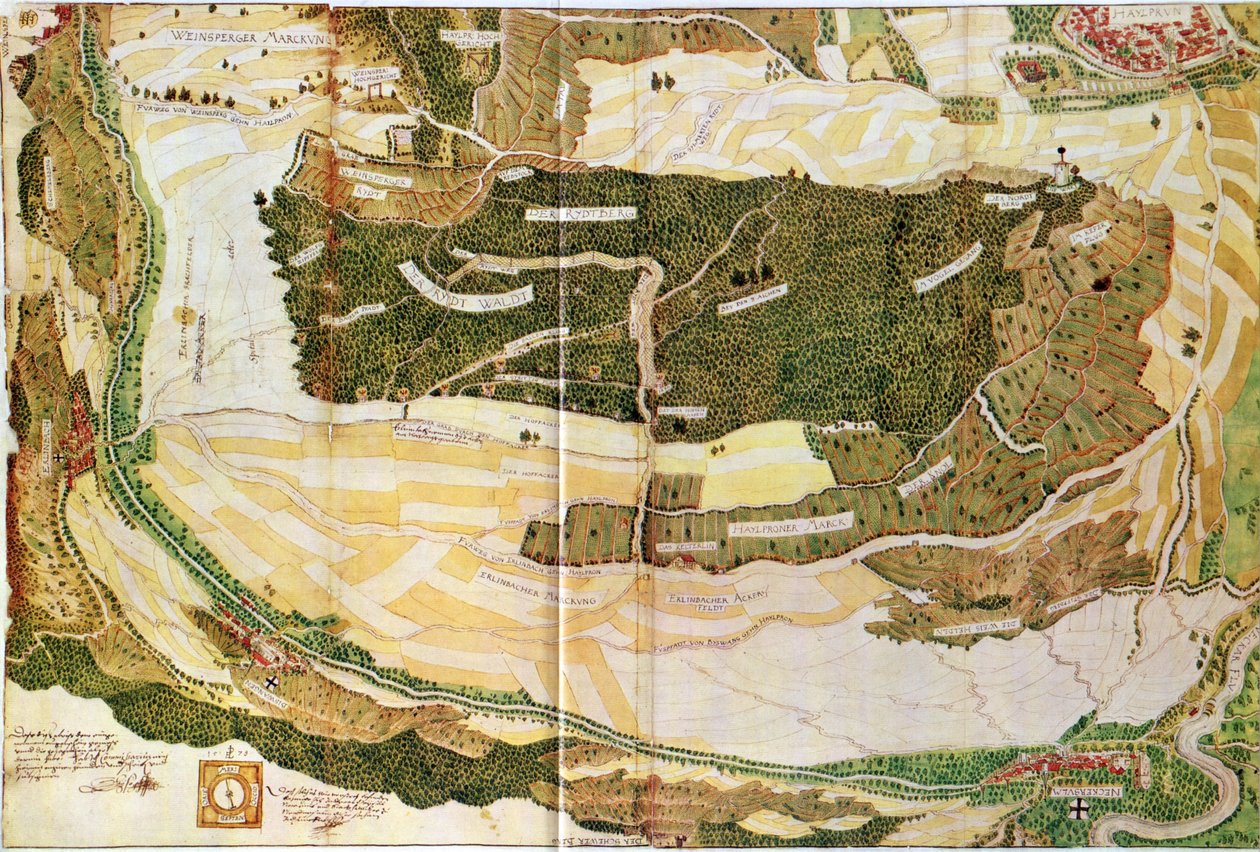 1578年のハイルブロンとその東の周辺 作： ハンス・ピーター・エバリン