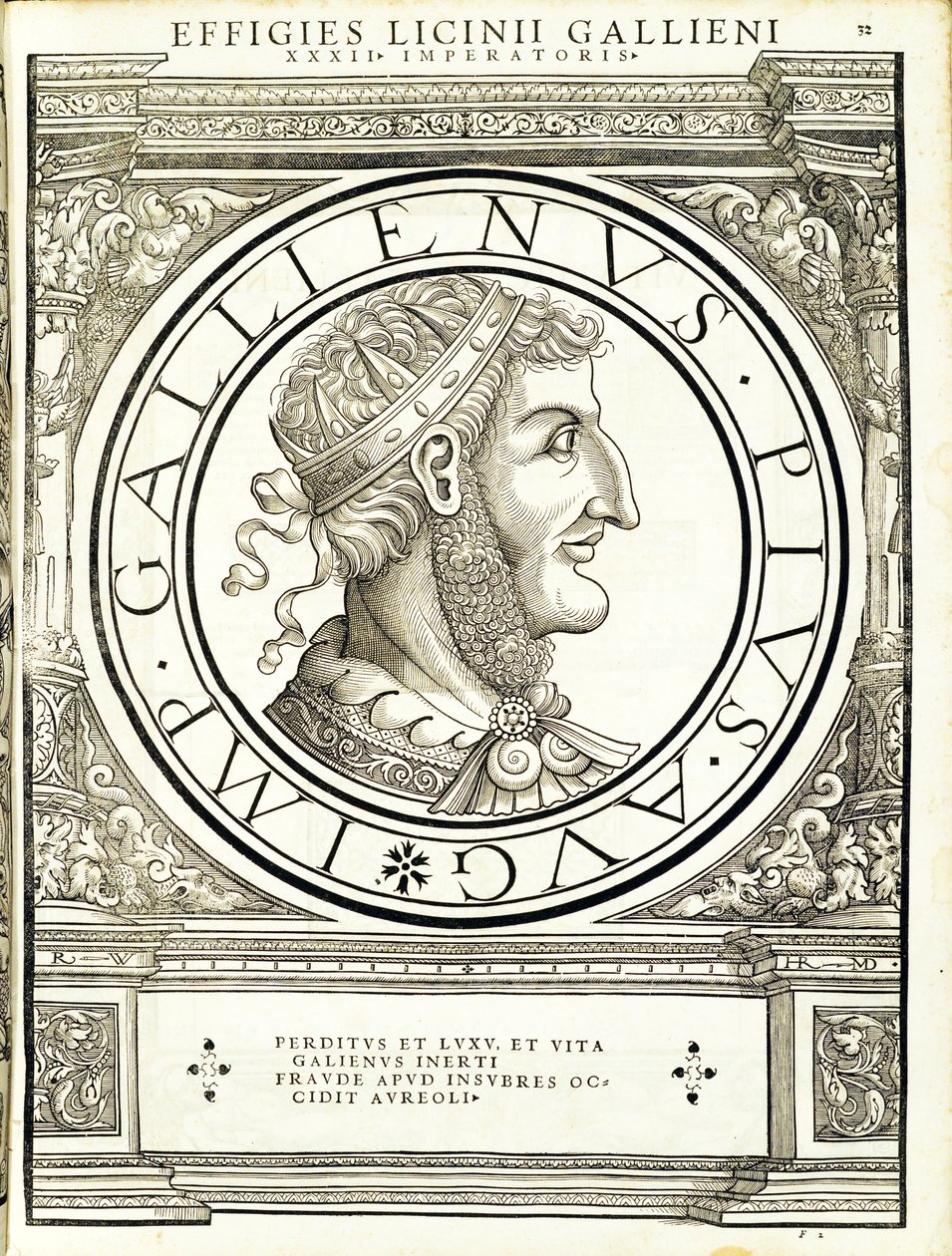 ガリエヌスは、古代の硬貨のローマの東西の真実の実像から、ルドルフヴィッセンバッハによって彫刻され、チューリッヒアンドレアスゲスナーによって印刷されました1 作： ハンス・ルドルフ・マヌエルドイツ人