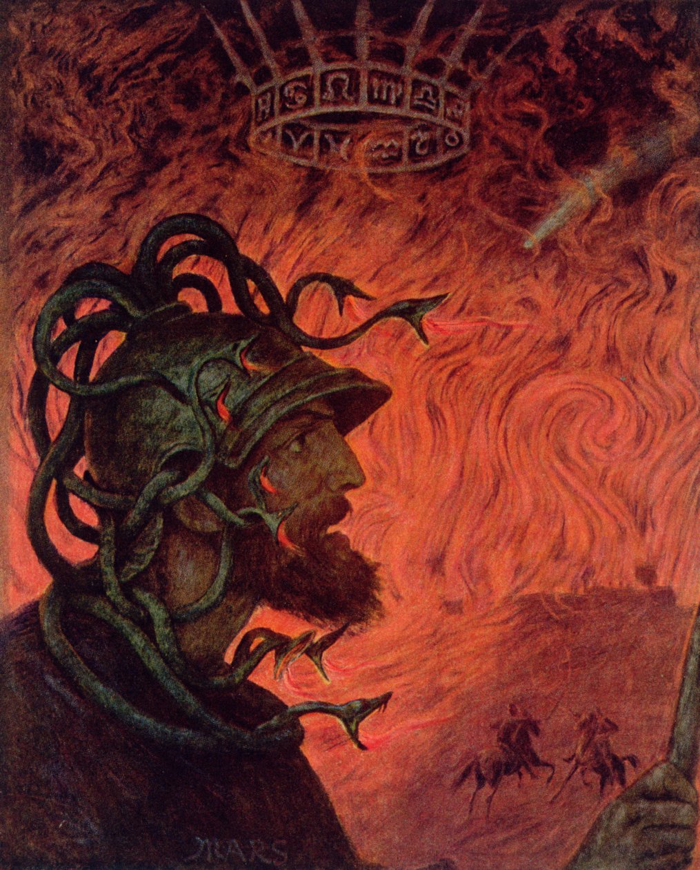 火星、ライプツィヒc.1910で公開された「Festkalender」のイラスト（カラーリトグラフ） 作： ハンス・トーマ