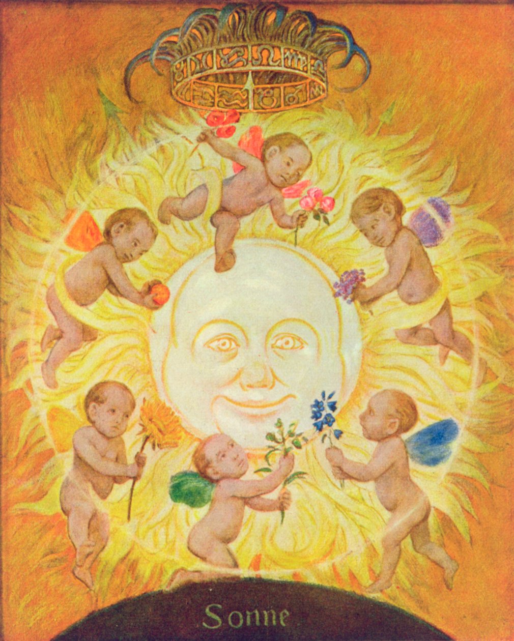 太陽、「Festkalender」のイラスト、ライプツィヒc.1910で公開 作： ハンス・トーマ