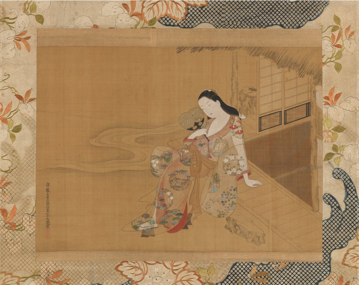 涼しい夏の夜を楽しむ娼婦、1741年。 作： 小川破笠