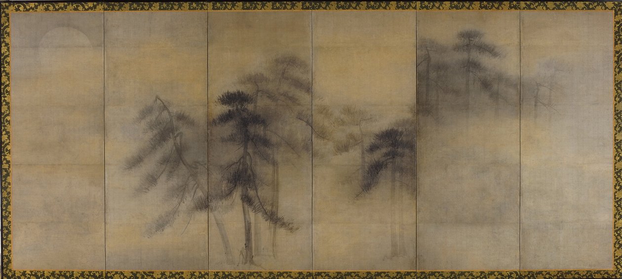 月明かりの下で松の木 作： 長谷川等伯