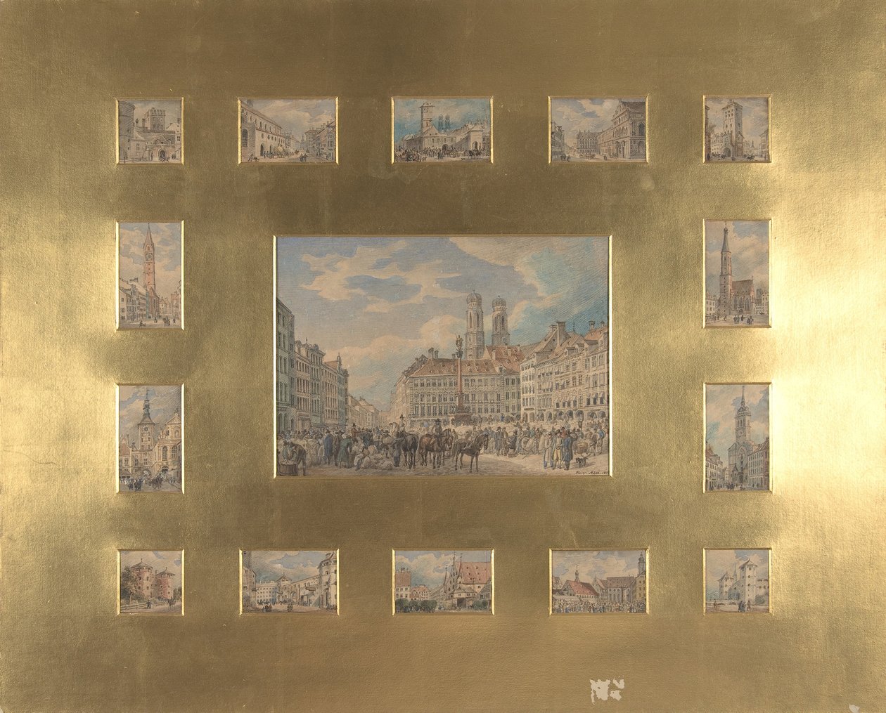15 の建築主題: ミュンヘンの眺め、1835 年。 作： ハインリヒ・アダム