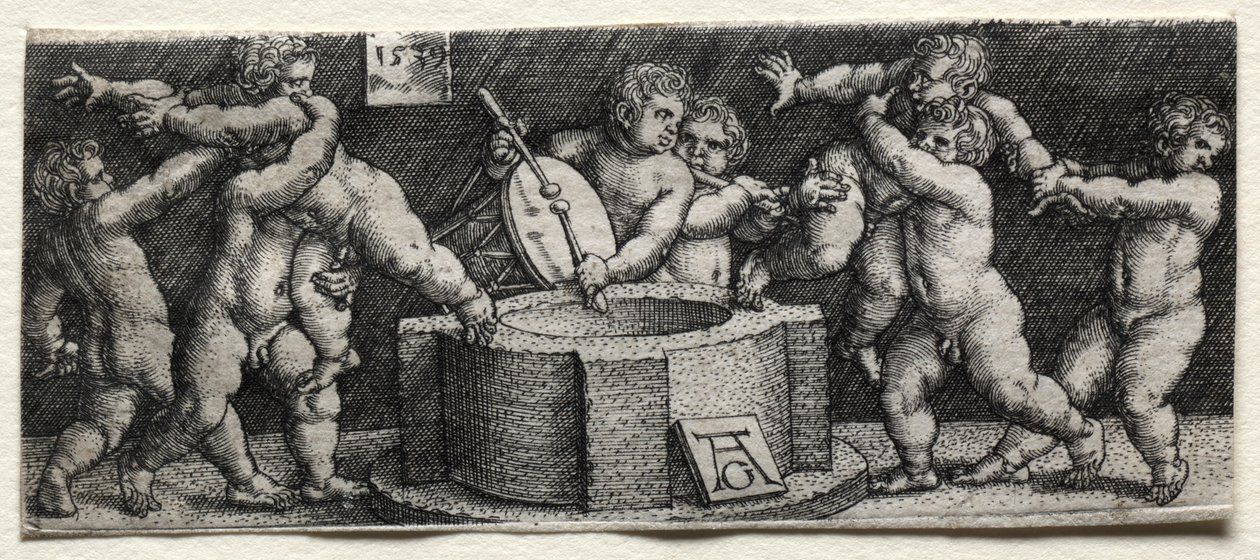 井戸での8人の裸の子供たち、1539年。 作： ハインリッヒ・アルデグリーバー