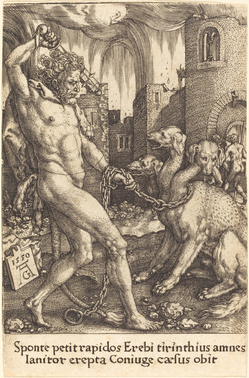 ヘラクレスとケルベロス、1550年。 作： ハインリッヒ・アルデグリーバー