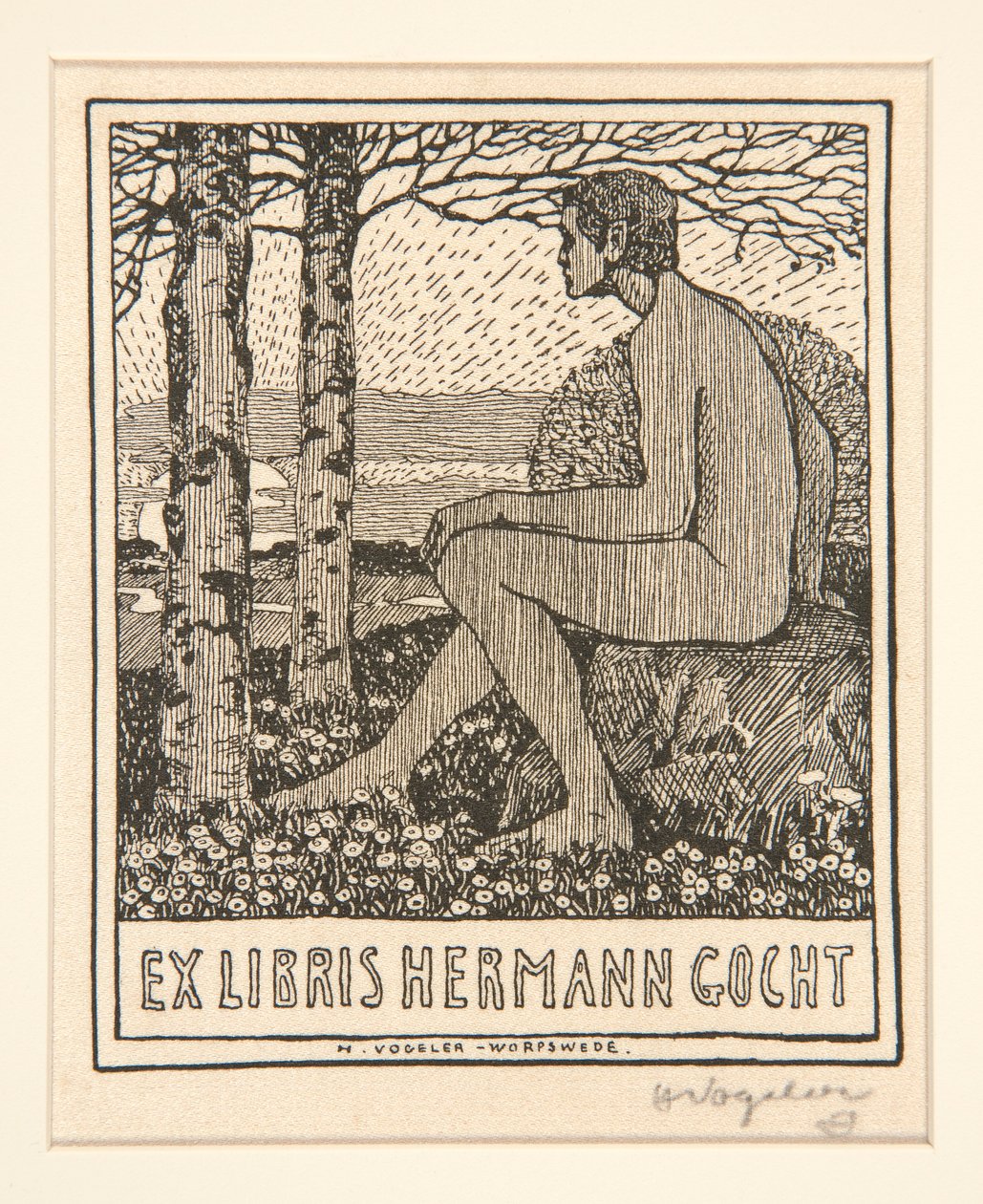 ブックプレート: Ex Libris Hermann Gocht 作： ハインリヒ・フォーゲラー
