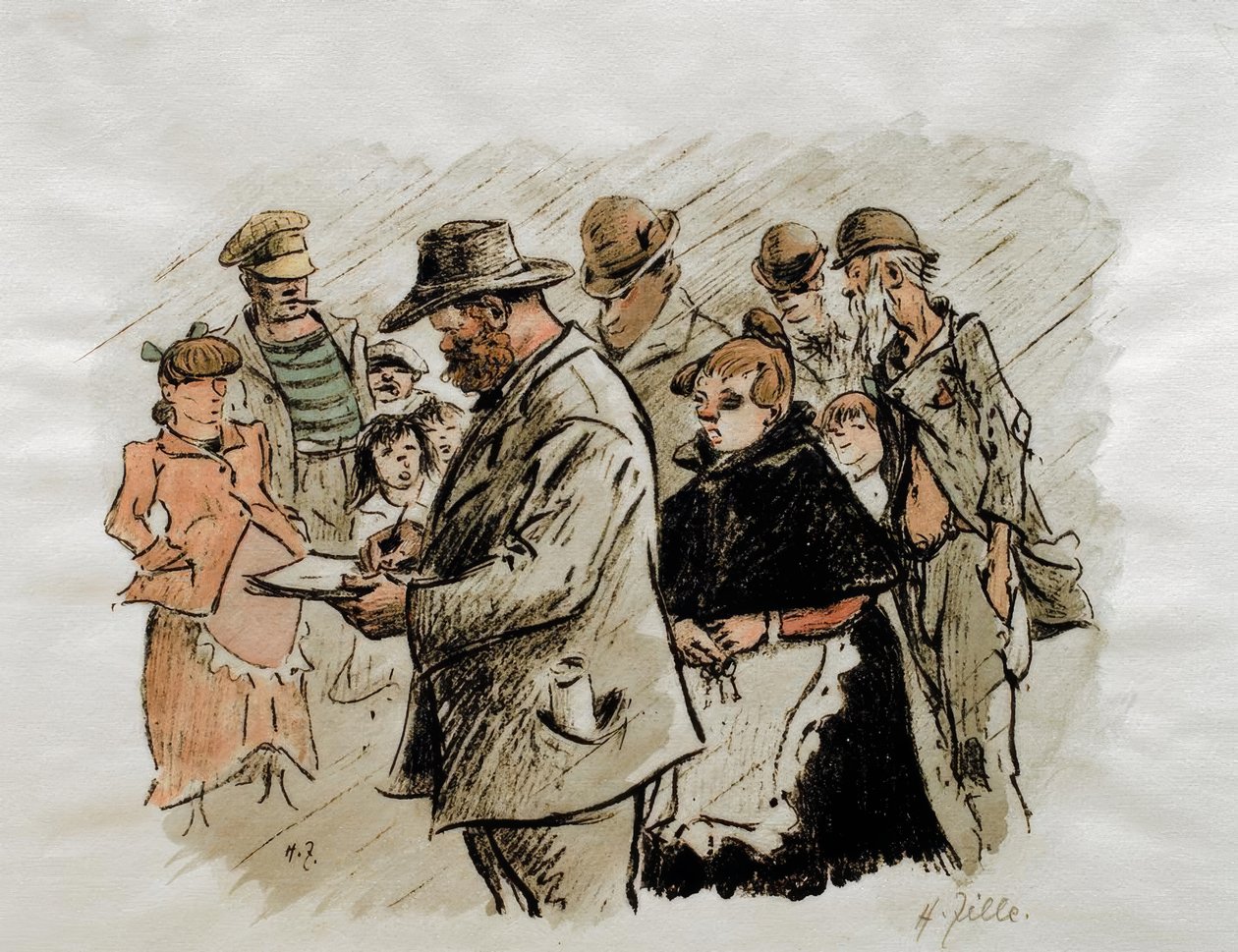 雨の中で絵を描くジール 作： ハインリッヒ・ジル