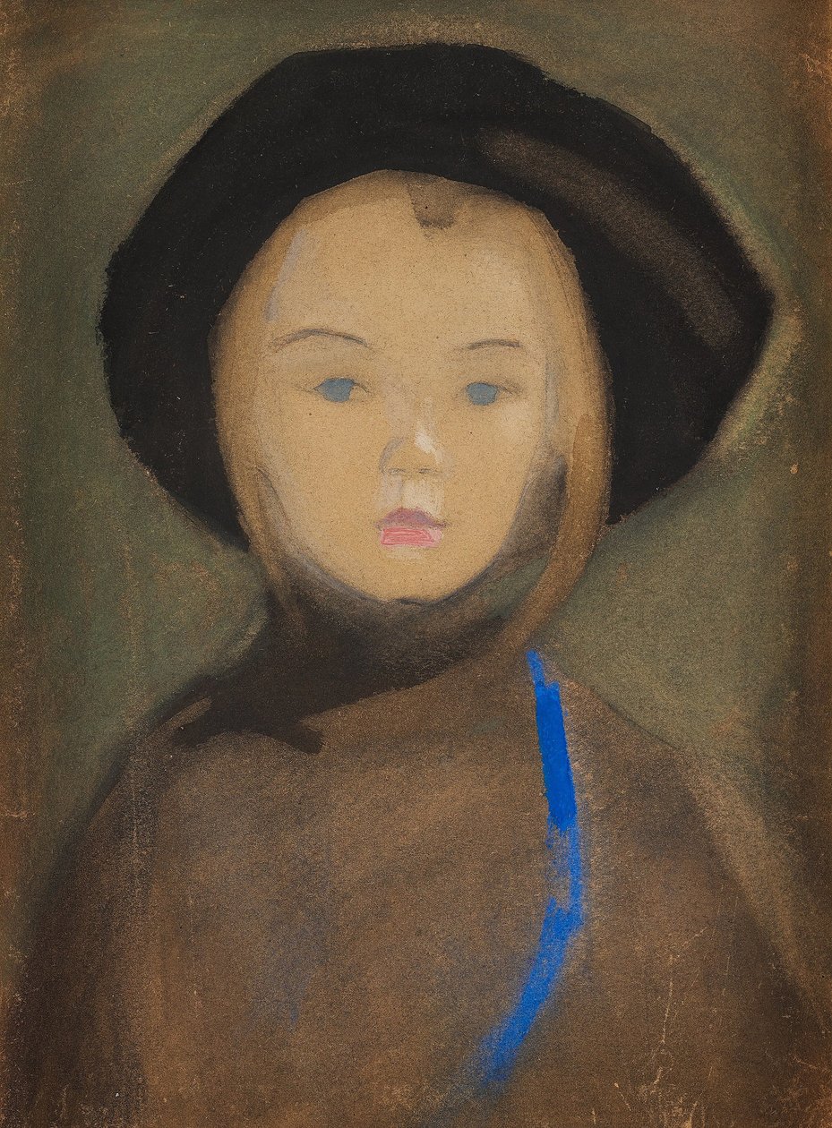 青いリボンの少女、1909 年。 作： ヘレン・シャルフベック