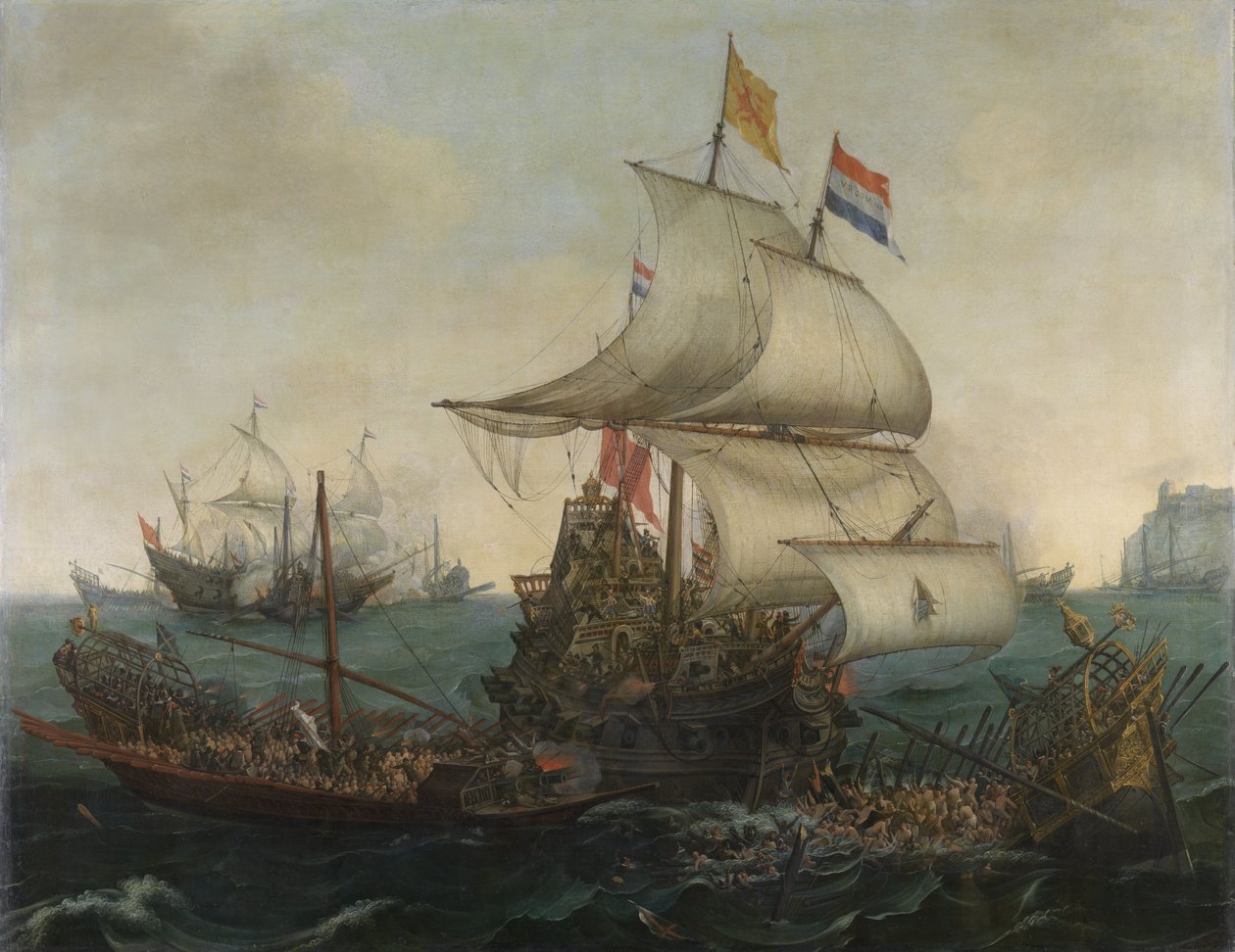 1602年10月3日、オランダの船がイギリスの海岸沖にスペインのガレー船を突進 作： ヘンドリック・コーネリス。ブルーム