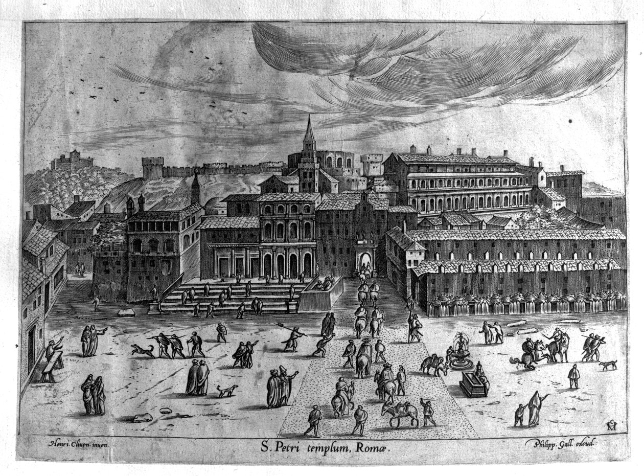 聖ペテロ教会、1567年にフィリップゴールが出版した「ローマの眺め」から 作： ヘンドリック・ファン・クレーヴ