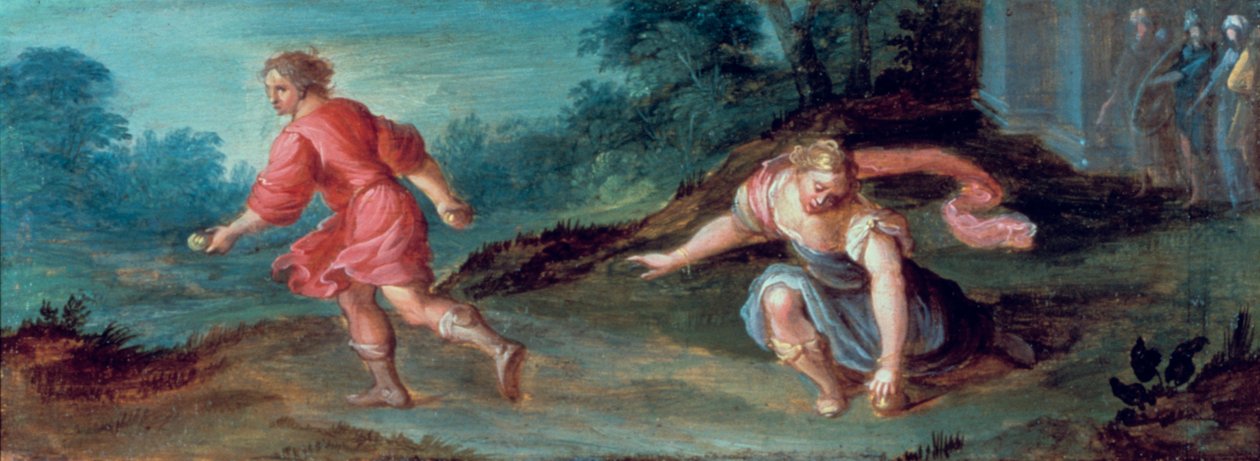 アタランタと黄金のリンゴ、c1619。 作： ヘンドリック・ファン・バレン