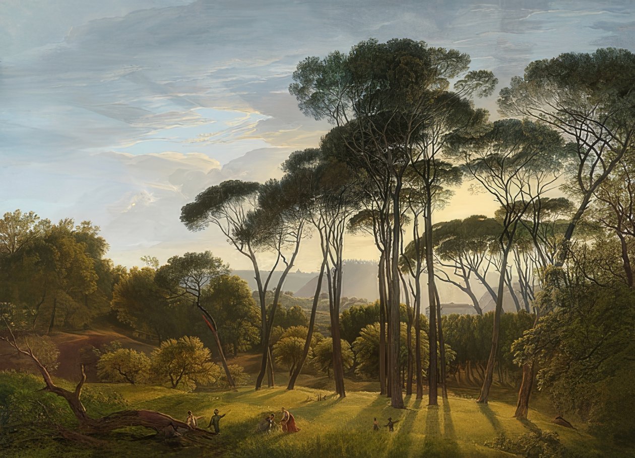 松の木とイタリアの風景。 1807 作： ヘンリック・ヴォーグド