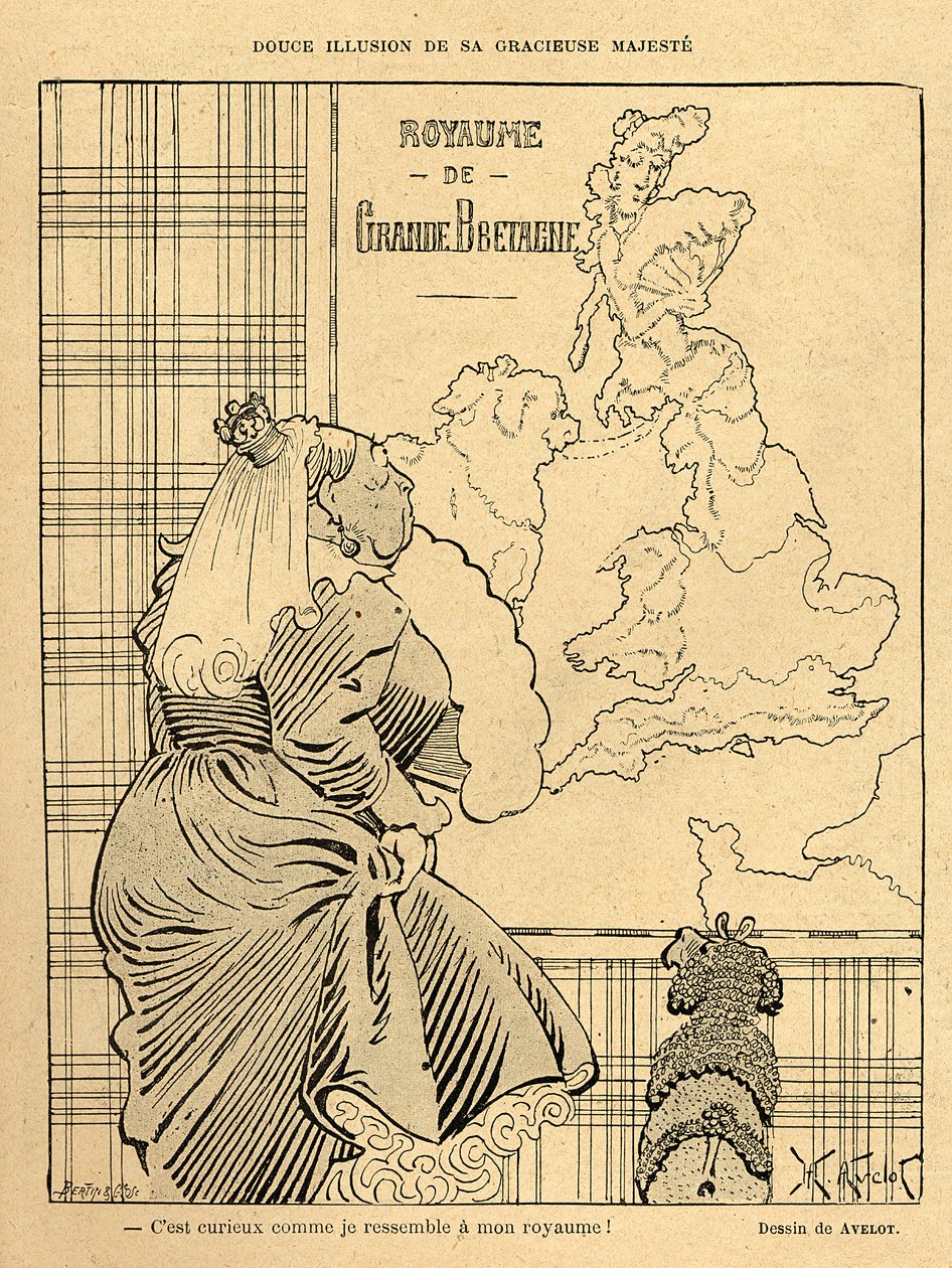 1899年4月22日「ルリール」からのビクトリア女王の漫画 作： アンリ・アヴェロット
