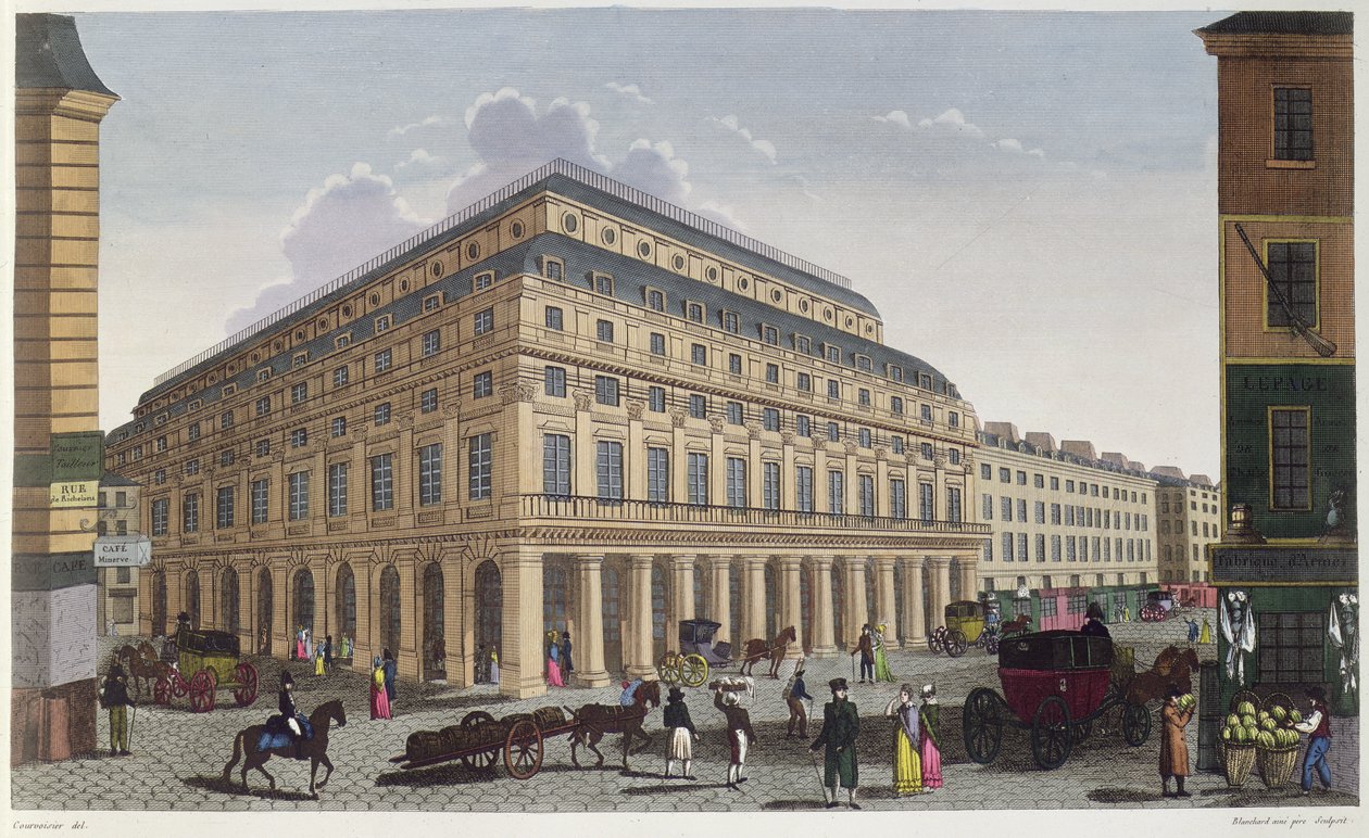 ルシアターフランセーズ（コメディフランセーズ）c.1815-20（カラー彫刻） 作： アンリクルボアジェ-ヴォイシン