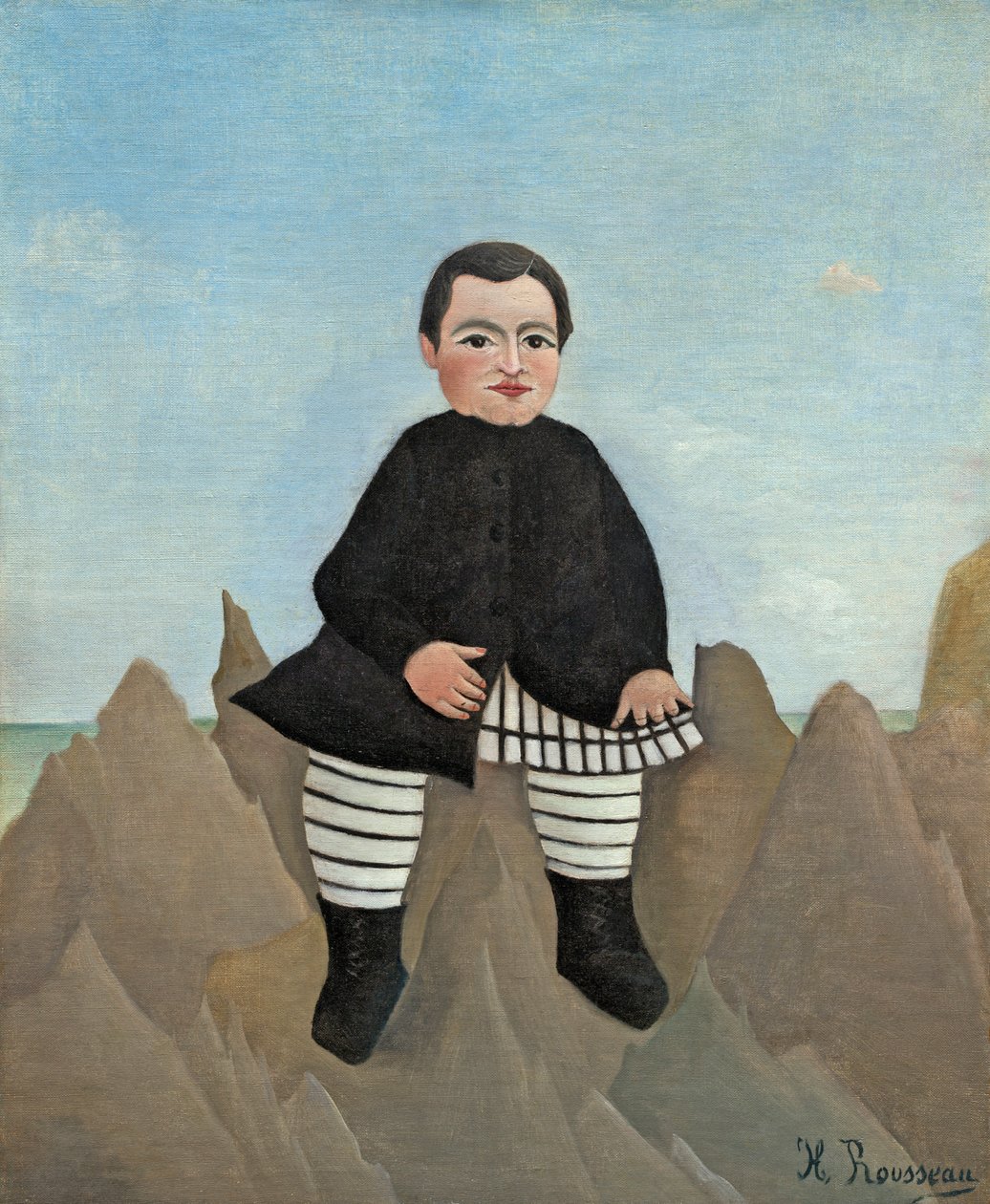 Boy on the Rocks、1895-97（リネンに油彩） 作： アンリ・ルソー