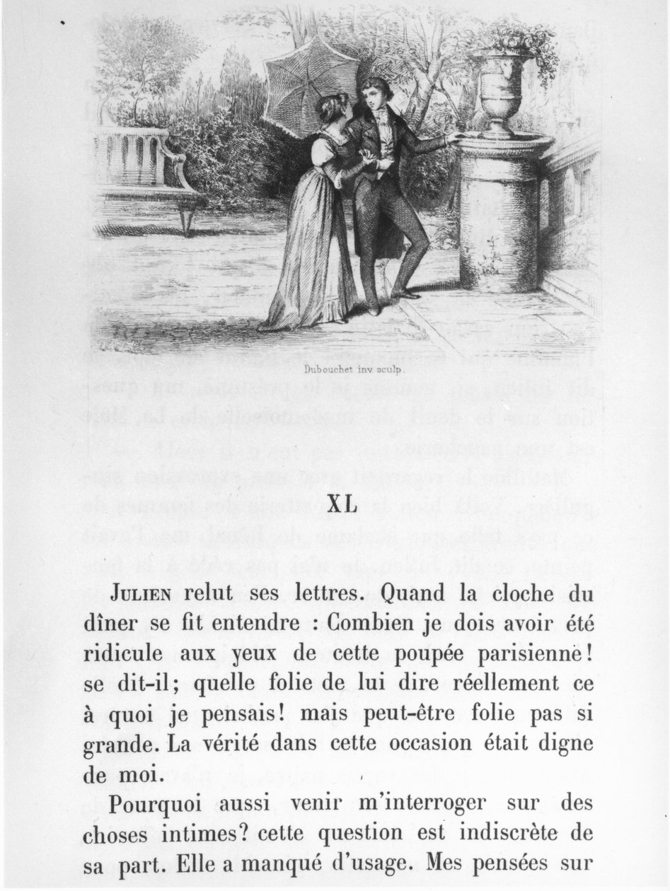 1884年に出版されたスタンダール（1783-1842）の「赤と黒」のイラスト 作： アンリ・ジョセフ・デュブーシェ