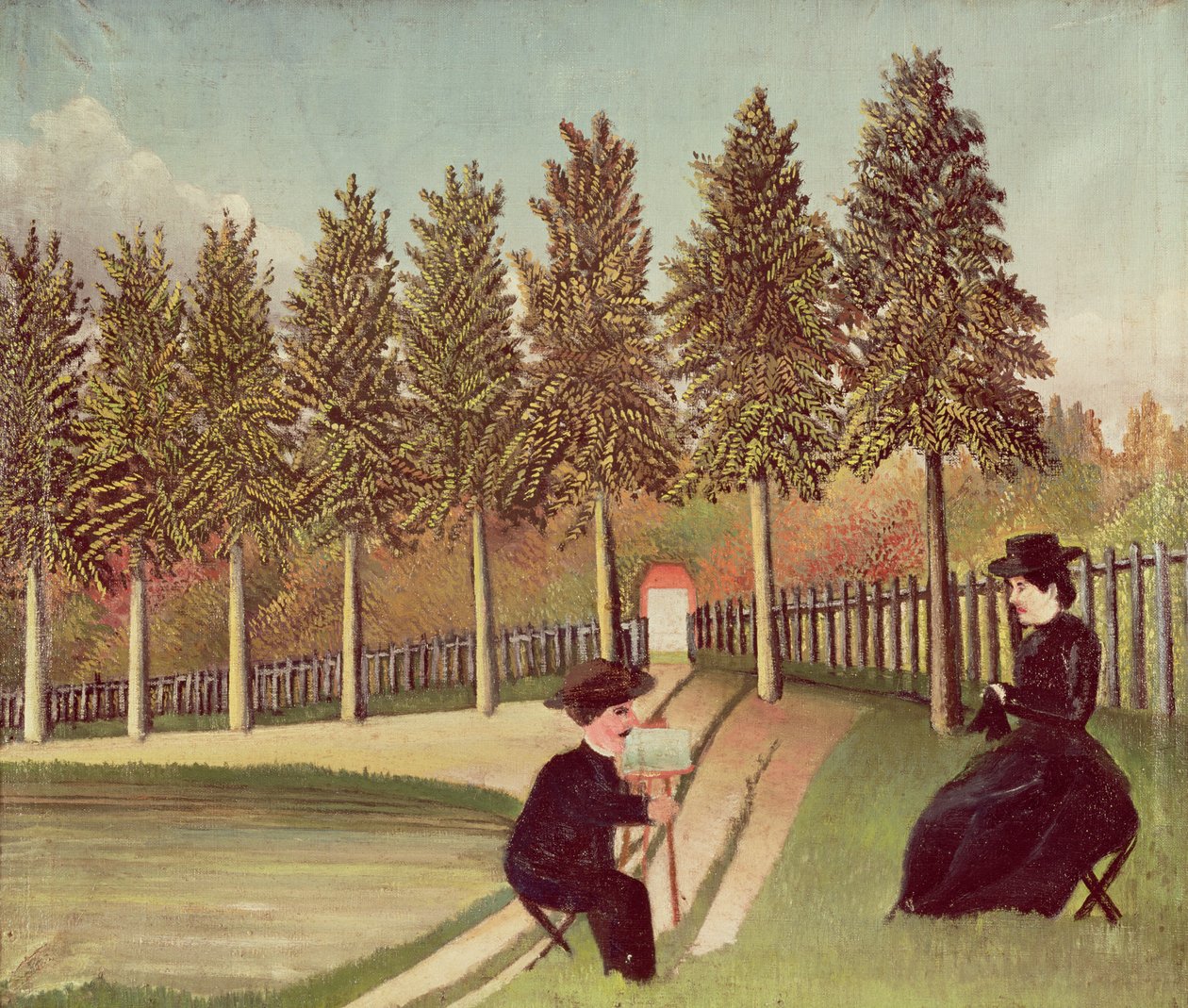 妻を描く芸術家、1900-05年 作： アンリ・ルソー