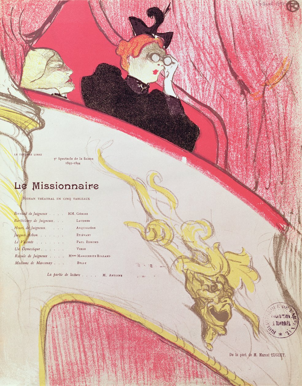 シアターリブレでの「Le Missionaire」のプログラムのカバー、1893年から94年（202671も参照） 作： アンリ・ド・トゥールーズ・ロートレック