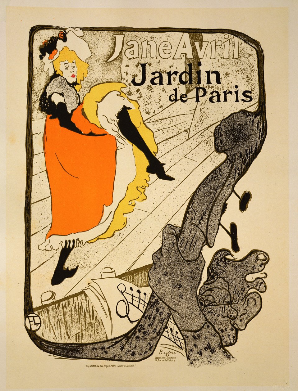 パリジャルダンでの「ジェーンアヴリル」の広告ポスターの複製、1933年（34625を参照） 作： アンリ・ド・トゥールーズ・ロートレック