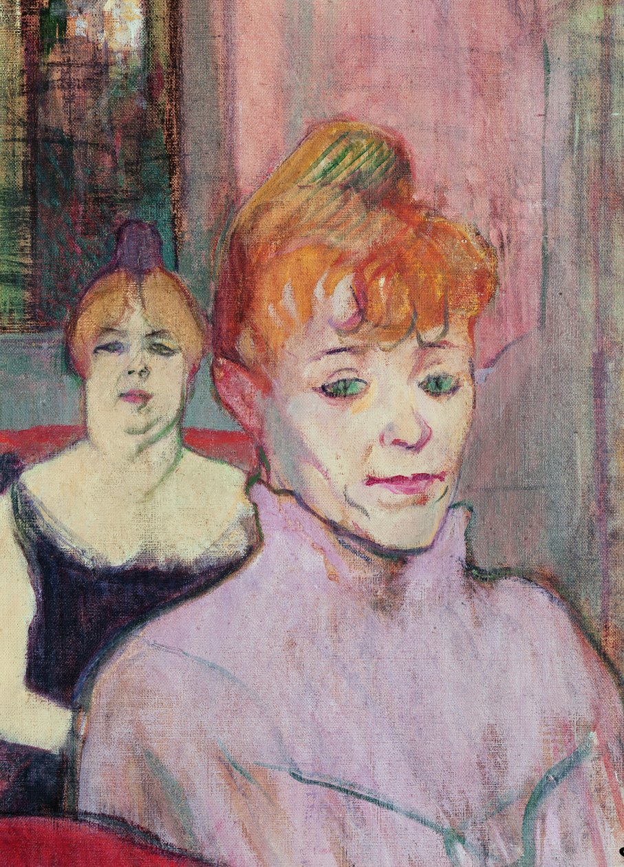 前景のルーデムーランのサロン、2人の女性の頭、1894油彩 作： アンリ・ド・トゥールーズ・ロートレック