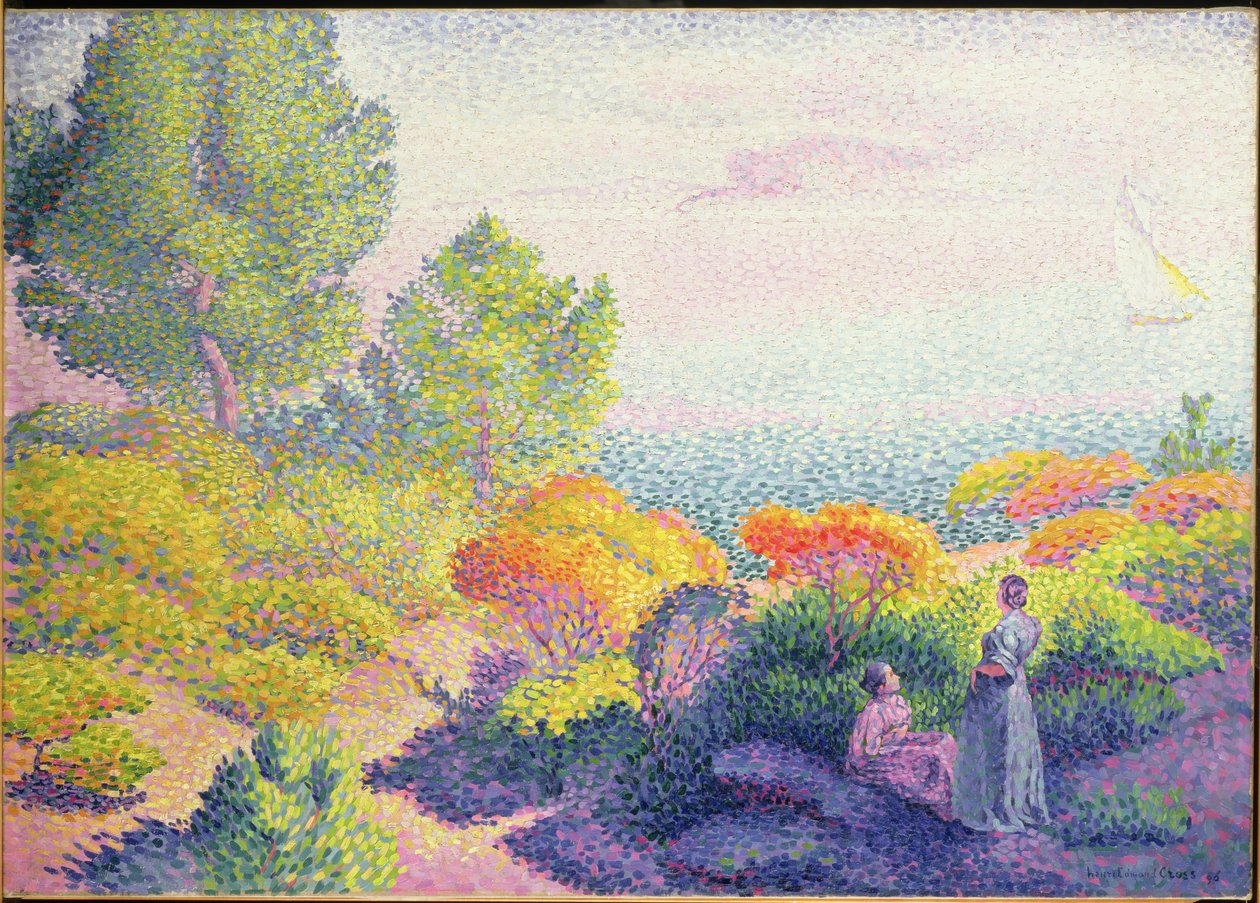 2人の女性のいる風景、1895年 作： アンリ・エドモンド・クロス