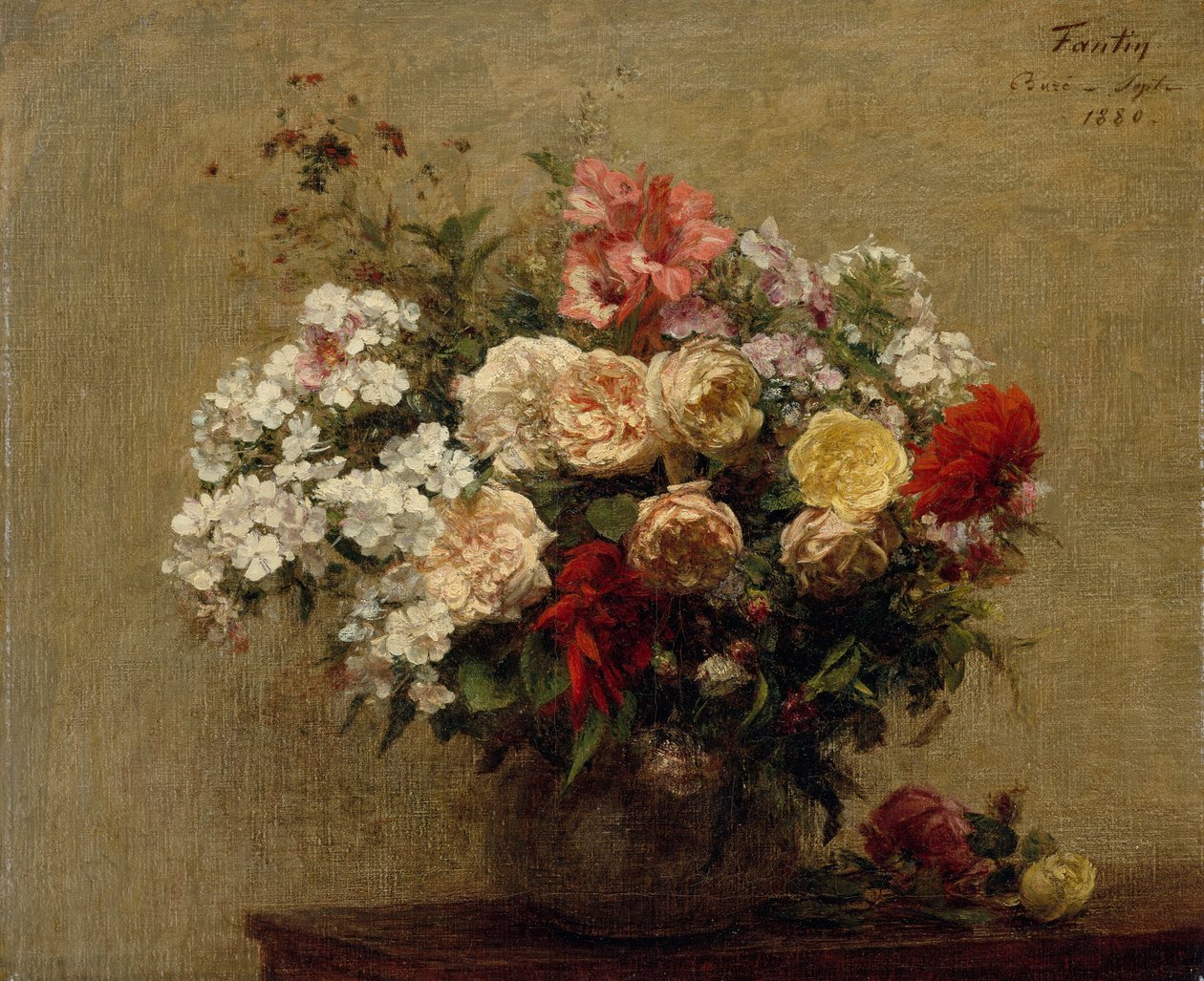 夏の花、1880年。 作： イグナス・アンリ・ジャン・ファンタン・ラトゥール